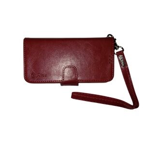 Pixel 5 Phone Case Wallet Burgundy Red Faux Leather NEW